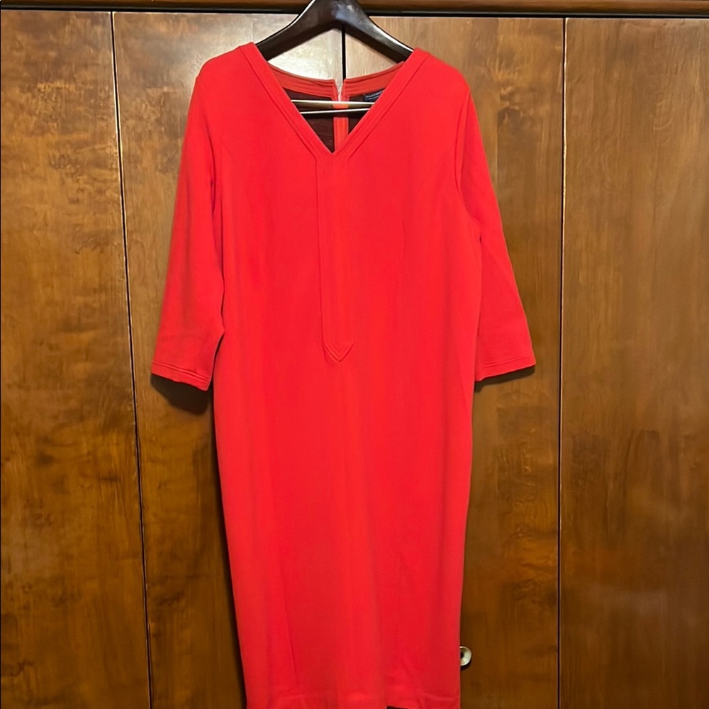 Vibrant Red V-Neck Dress